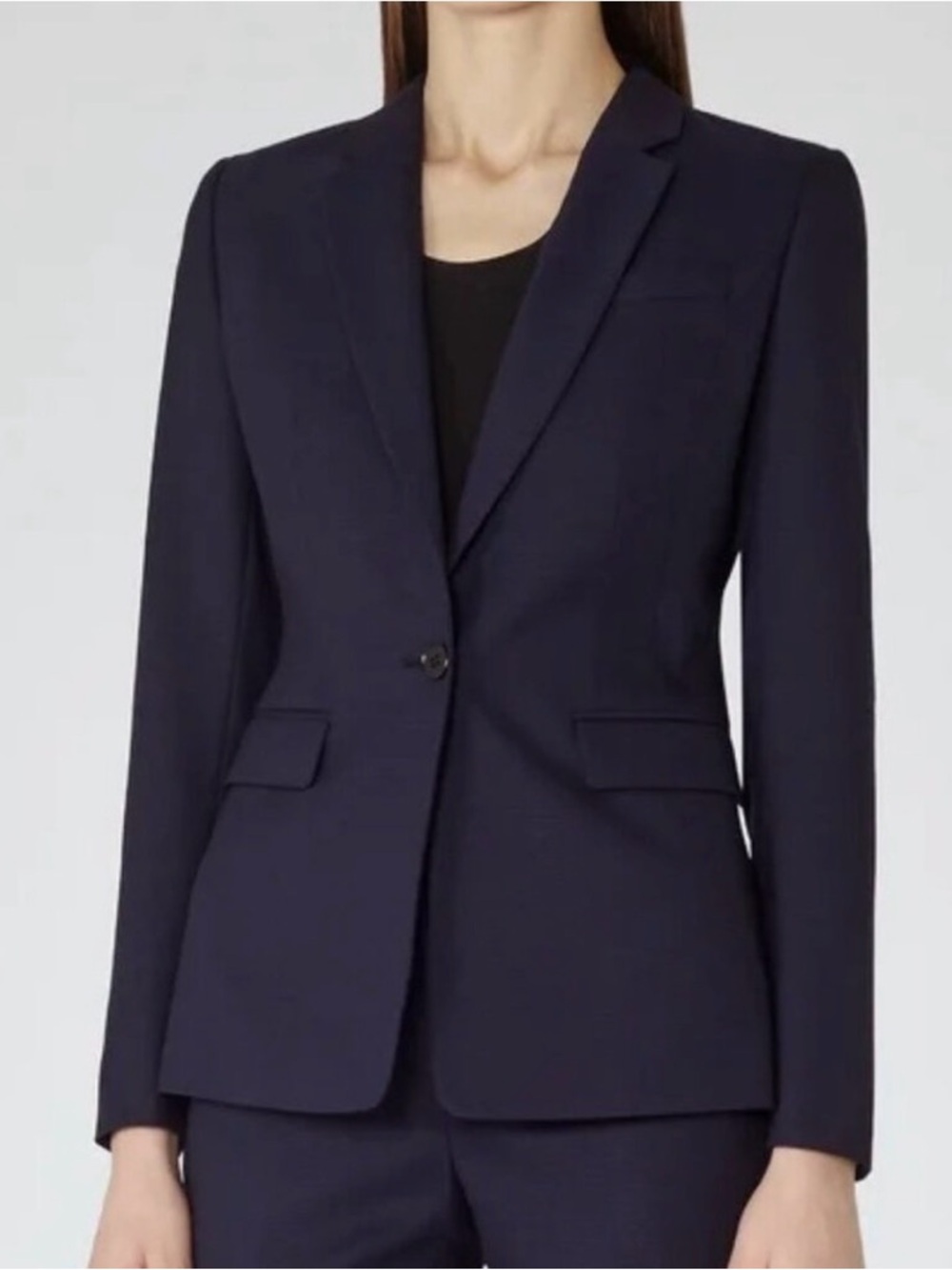 Reiss Seville Jacket Women’s Size 4 Navy Blue Wool‎ Blend Lined